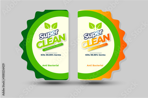 liquid or powder detergent label sticker design set