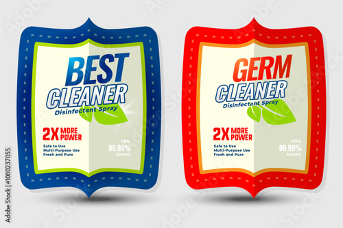 laundry detergent and disinfectant labels or stickers design template
