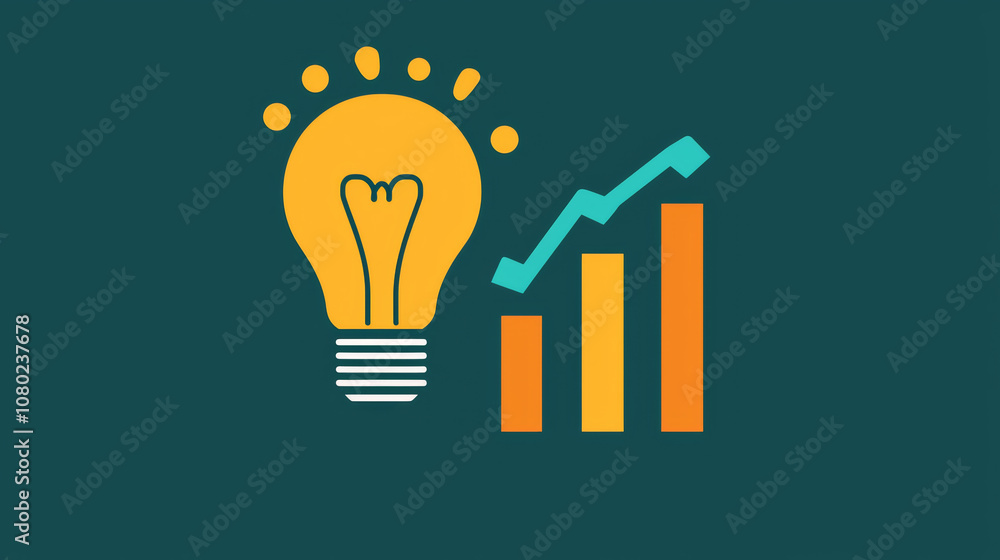 Light bulb symbolizing ideas and growth with rising bars representing progress and insight Light bulb symbolizing ideas and growth with rising bars representing progress and insight