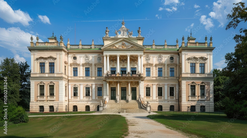 Elegant Architectural Masterpiece Surrounded by Lush Greenery Elegant Architectural Masterpiece Surrounded by Lush Greenery