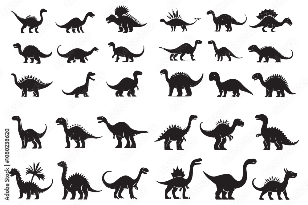Silhouette Sets, Different Dinosaurs Art Collection
Silhouette Sets, Different Dinosaurs Art Collection