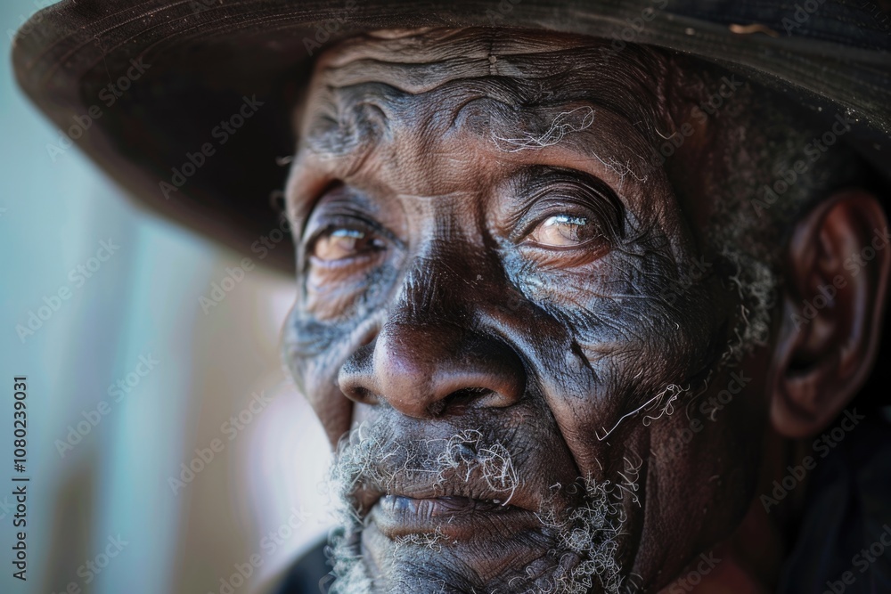Old Black Person. Elderly Senior African American Man Wearing Hat Looking at Camera in Hospice Old Black Person. Elderly Senior African American Man Wearing Hat Looking at Camera in Hospice