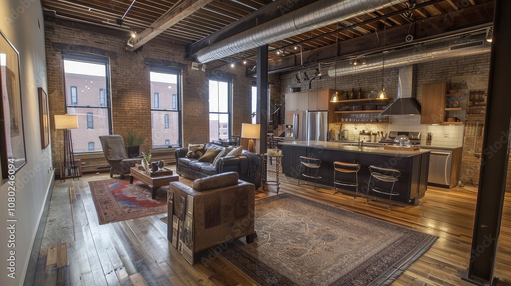 Stylish Urban Loft with Open Concept Living and Kitchen Space Stylish Urban Loft with Open Concept Living and Kitchen Space