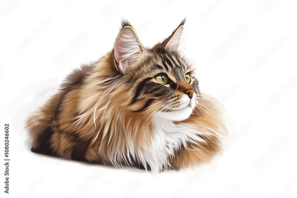 Obraz premium A domesticated cat resting on a white surface