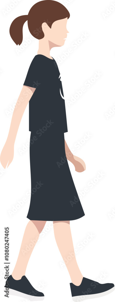donna che cammina di lato vettoriale editabile donna che cammina di lato vettoriale editabile