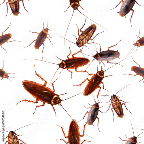 Cockroach Swarm Seamless Pattern isolate background photo