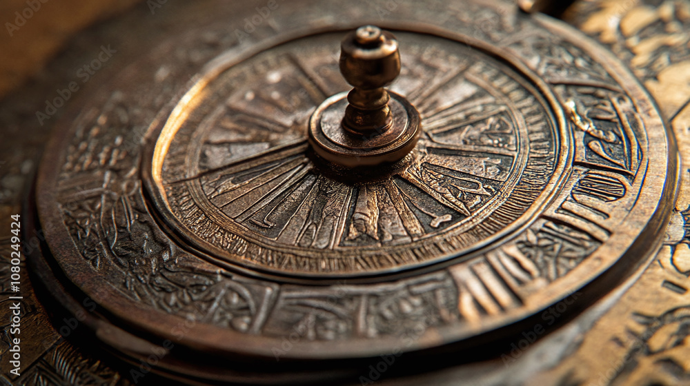 A close-up of a beautifully crafted ancient compass, with intricate designs and materials A close-up of a beautifully crafted ancient compass, with intricate designs and materials