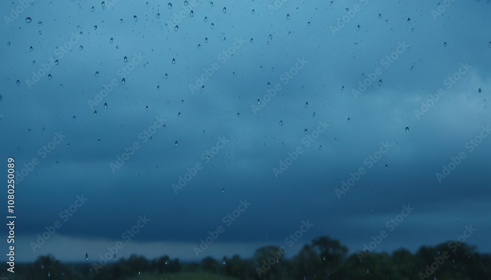 Naklejka premium Full frame shot of wet glass against sky in rain 504