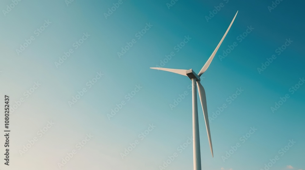 Majestic Wind Turbine Against a Clear Blue Sky Majestic Wind Turbine Against a Clear Blue Sky