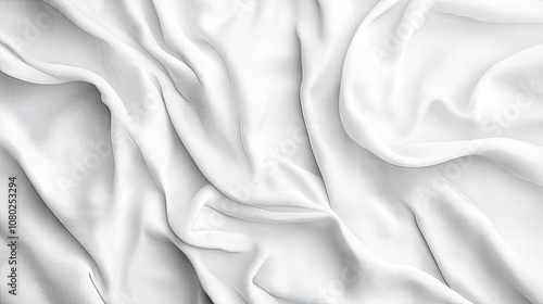 Elegant white satin fabric draped gracefully, creating soft folds and shadows.