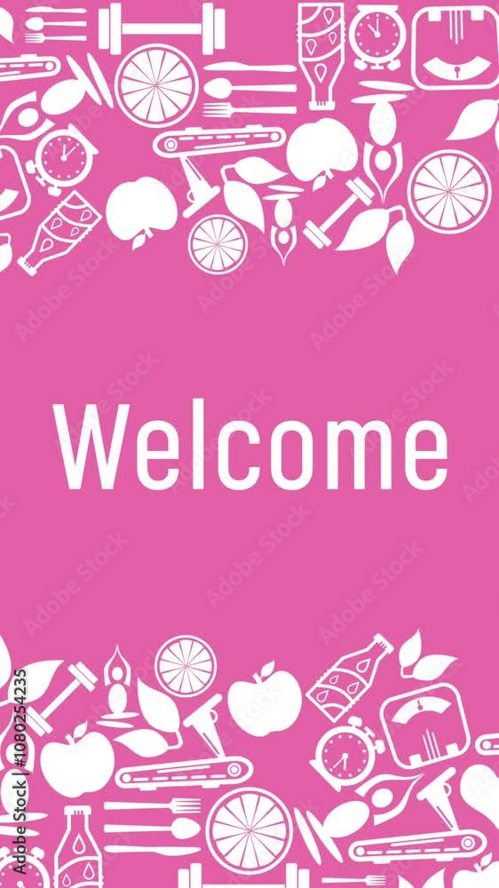 Welcome Health Symbols Blinking Moving Pink Vertical Welcome Health Symbols Blinking Moving Pink Vertical