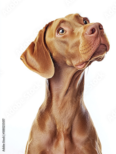 Wallpaper Mural A dog sitting with its head tilted, ears perked up, isolated on bright white with no shadows Torontodigital.ca