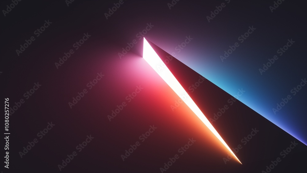 custom made wallpaper toronto digital3d render. Abstract geometric neon background. Trendy wallpaper of glowing zigzag shape. Black wall illuminated with multicolored light by modern wall lamp