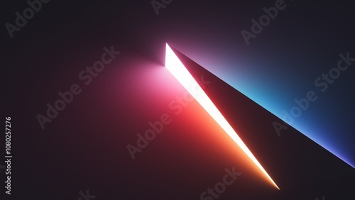 Fototapeta Naklejka Na Ścianę i Meble -  3d render. Abstract geometric neon background. Trendy wallpaper of glowing zigzag shape. Black wall illuminated with multicolored light by modern wall lamp