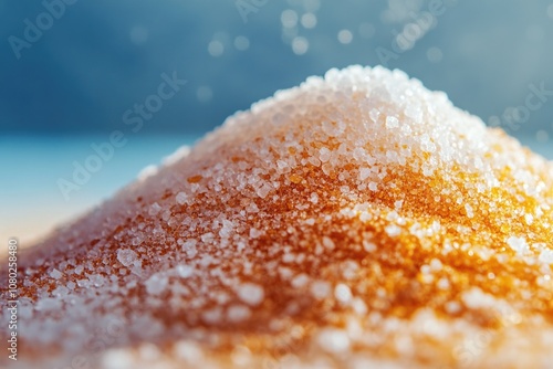 A pile of sugar sitting on a table, perfect for use in food or dessert themed designs photo