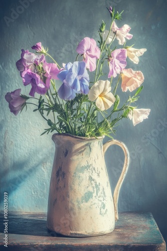 Wallpaper Mural A beautiful arrangement of purple and white flowers in a vase, perfect for decorating your home or office Torontodigital.ca