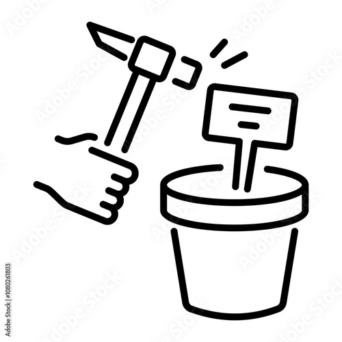 A linear icon of gardening equipment 
