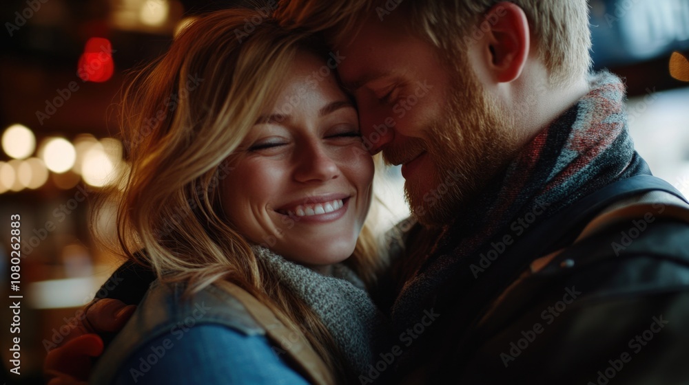 A pair of people embracing each other with affection A pair of people embracing each other with affection