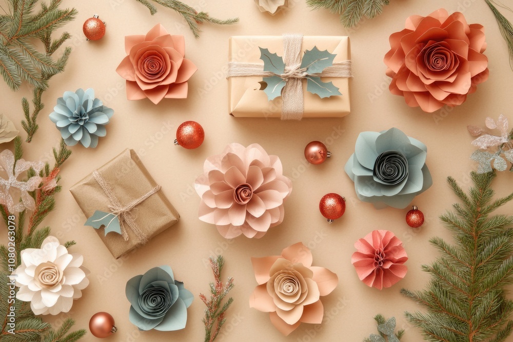 A collection of colorful paper flowers arranged on a flat surface A collection of colorful paper flowers arranged on a flat surface