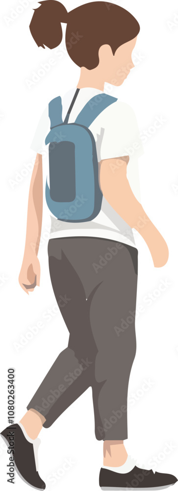 donna che cammina di lato vettoriale editabile donna che cammina di lato vettoriale editabile
