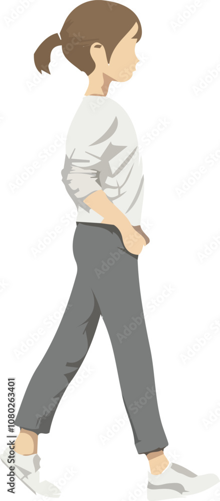 donna che cammina di lato vettoriale editabile donna che cammina di lato vettoriale editabile