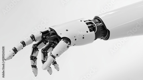 A close-up view of a robotic hand showcasing advanced technology and intricate design, symbolizing innovation in robotics and engineering