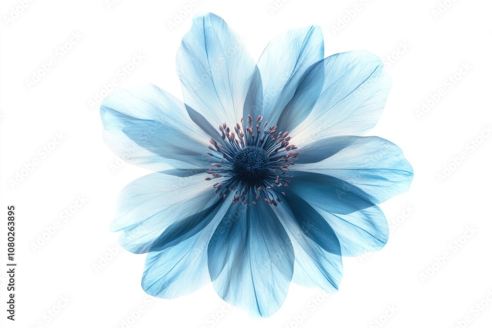 Fototapeta premium A close-up shot of a blue flower sitting on a white background