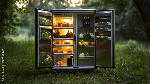 Solar-powered outdoor refrigerators for remote or camping use, ideal for food storage.