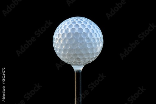 A single golf ball resting on the end of a wooden stick, suitable for illustrations and designs related to sports and leisure photo