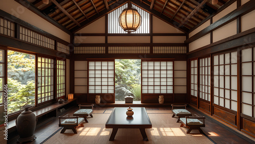 Japanese teahouse interior photo