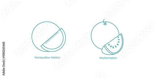 Honeydew Melon and Watermelon Vape Icon Set Illustration