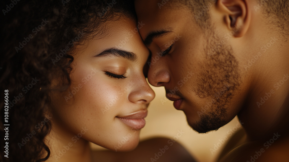 Romantic couple in serene intimate connection Romantic couple in serene intimate connection