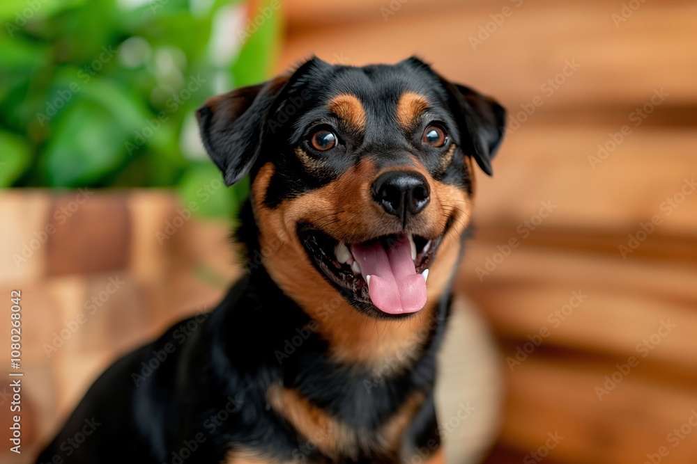 A small dog with a tongue sticking out is smiling A small dog with a tongue sticking out is smiling
