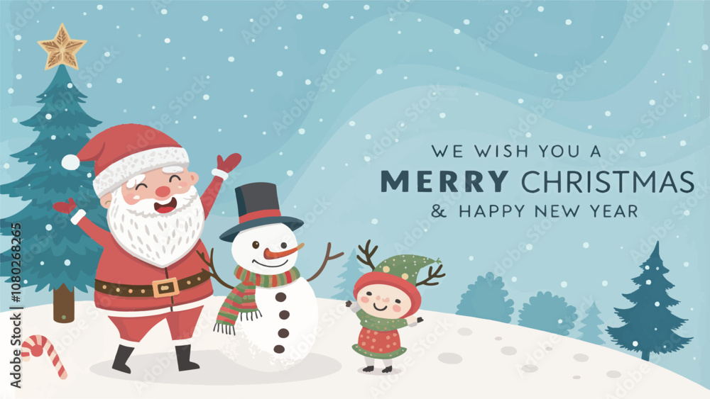 We wish you a Merry Christmas and Happy new year greeting background template We wish you a Merry Christmas and Happy new year greeting background template
