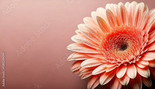 Tło w kolorze peach fuzz z kwiatem gerbera