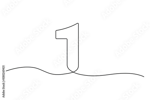 Continuous editable line drawing of number 1. editable One line drawing of number 1 icon Vector illustration