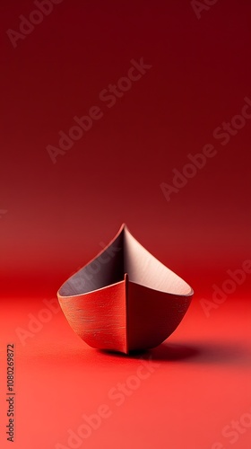 Red Wooden Boat on Red Background photo