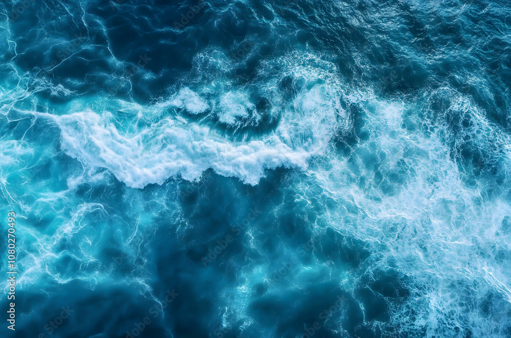 aerial view to ocean waves. Blue water background aerial view to ocean waves. Blue water background