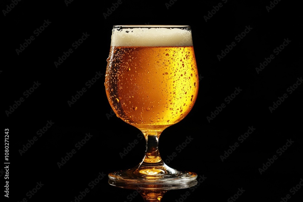A single serving of beer on a dark background A single serving of beer on a dark background