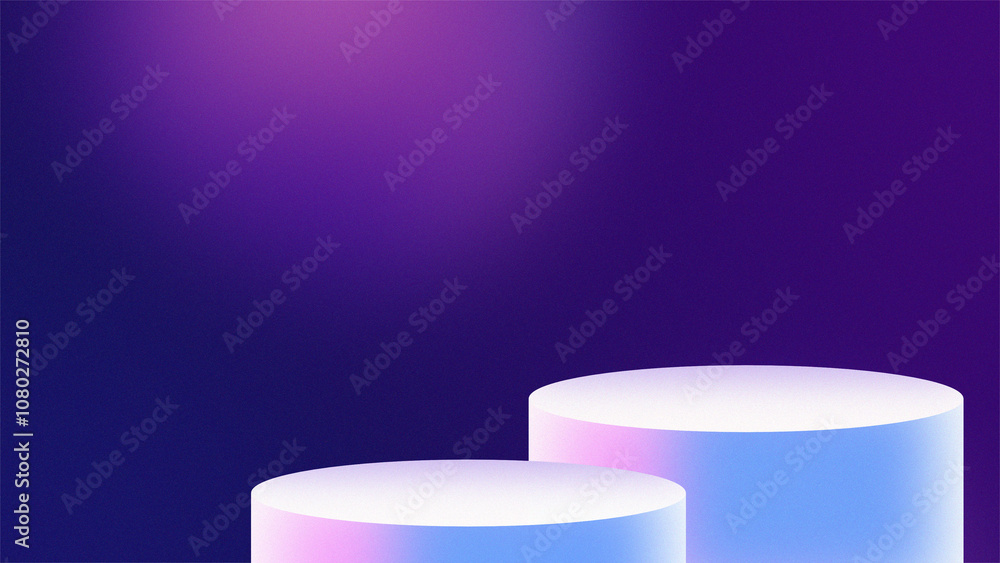 Empty round podium with abstract gradient background with a subtle grain effect for display. Empty round podium with abstract gradient background with a subtle grain effect for display.
