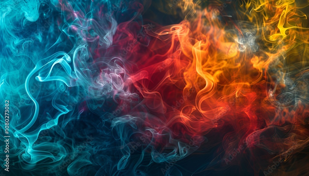 Colorful Ink Swirls in Water on White Background Colorful Ink Swirls in Water on White Background