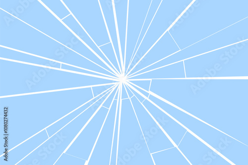 Blue white damaged shattered glass screen vector. Cracked glass graphics.