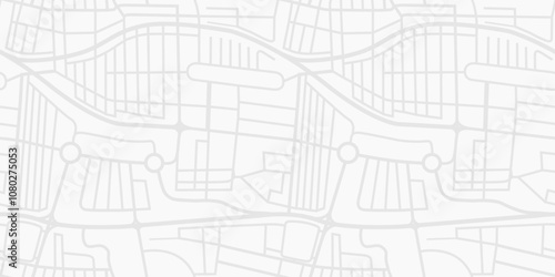 City road plan graphic print. Seamless vector texture with simple city map. City map vector pattern in grey.
