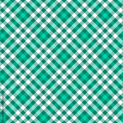 White green check textile texture. Vector illustration with seamless tartan plaid print. Retro style fashion background. Seamless check textile.