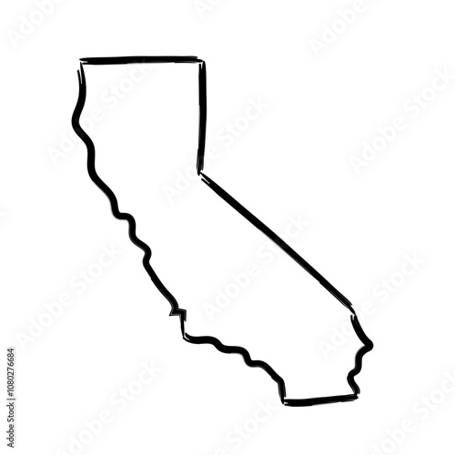California map outline concept sketch. Isolated vector graphics hand drawn map of US state.