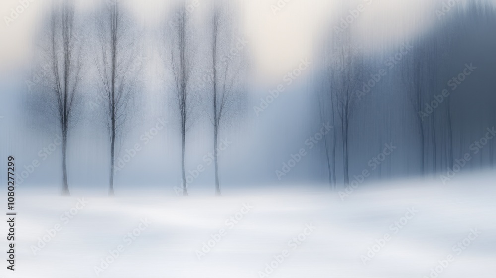 Fototapeta premium Defocused Winter Landscape with Snow and Trees A blurred
