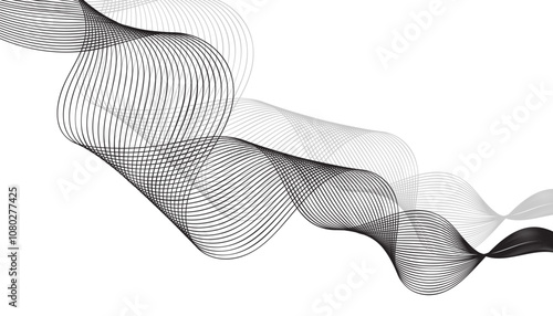 Flowing layered abstract gray wave lines with sleek curves and dynamic patterns, perfect for minimalist digital branding, modern designs, and futuristic visual concepts.