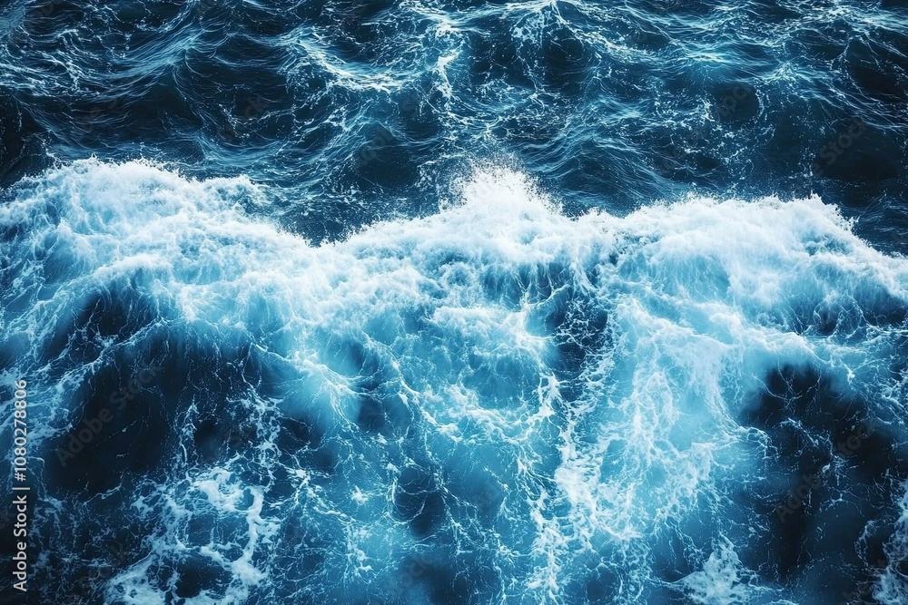 View of ocean waves with dark blue and turquoise colors, an abstract background View of ocean waves with dark blue and turquoise colors, an abstract background
