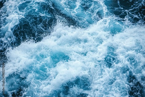 View of ocean waves with dark blue and turquoise colors, an abstract background