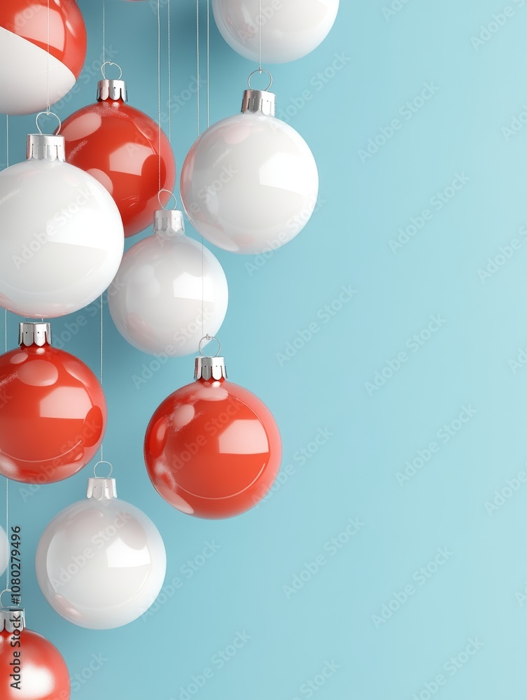 3d christmas decorations on blue background for social media posts and new year cards 3d christmas decorations on blue background for social media posts and new year cards